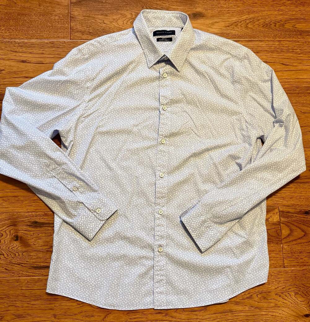 Tommy Hilfiger Light Blue Micro Print Dress Shirt